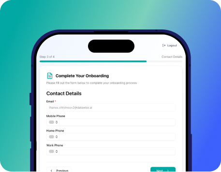 Onboarding form mockup