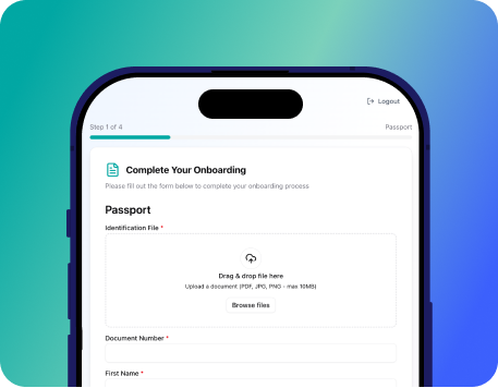 Onboarding form mockup